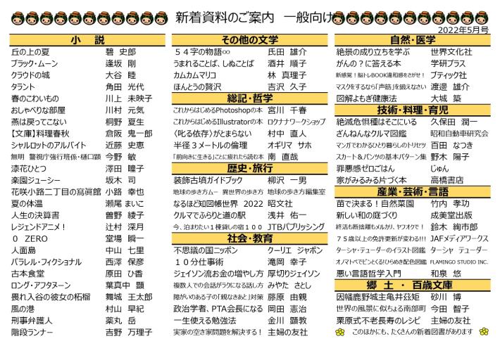 新着図書リスト（一般向け）