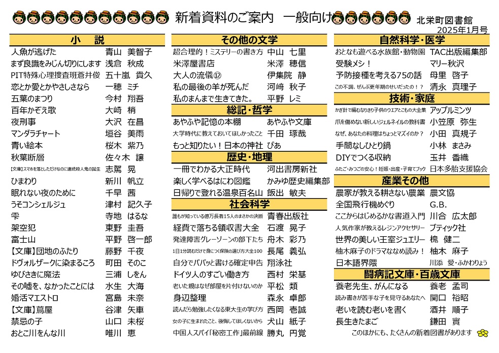 新しく入った本リスト（一般向け）画像