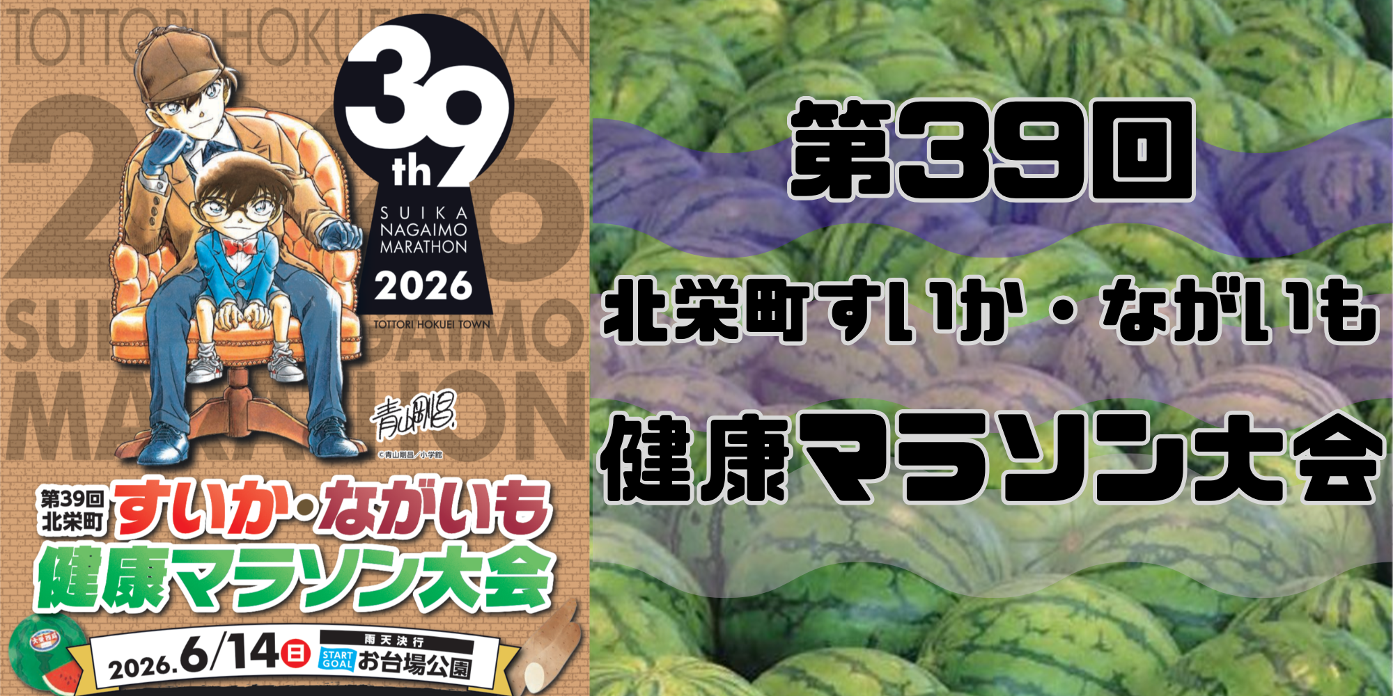 北栄町すいか・ながいも健康マラソン大会のタイトル画像